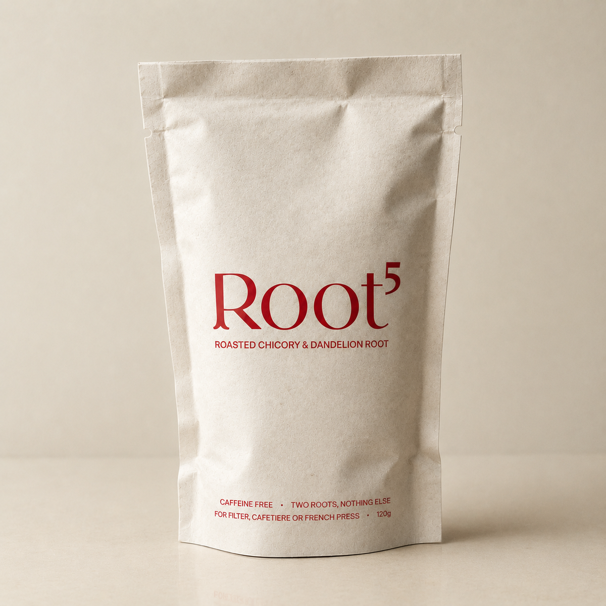 Root⁵ caffeine-free coffee alternative: 120g pouch of roasted chicory and dandelion root